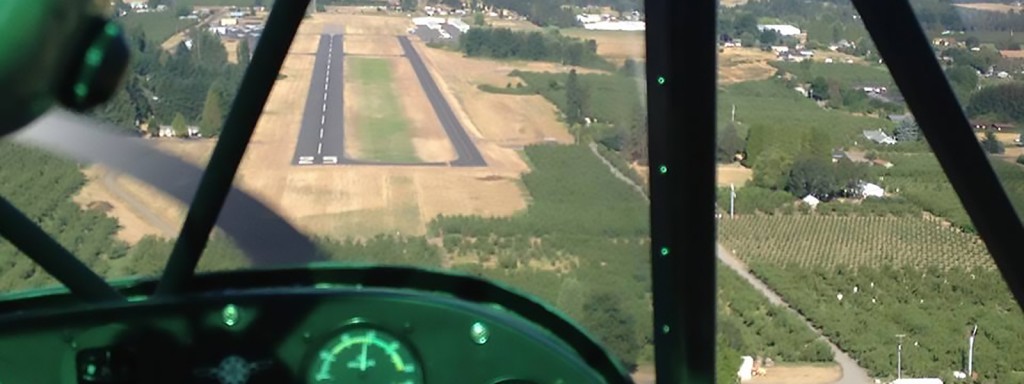 Photo credit: WAAAM. Pilot approaches the Ken Jernstedt Airfield. 